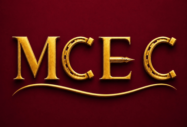 Gold MCEC logo on a burgundy background, with a flowing curved underline beneath the letters.